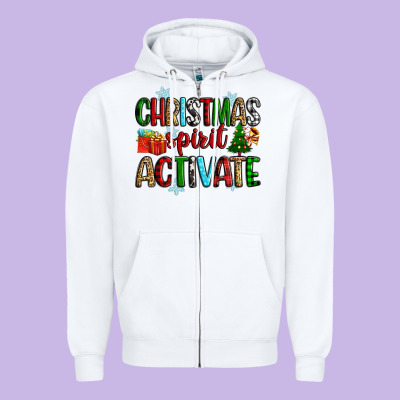 Christmas Spirit Activite Zipper Hoodie Designed By Zillion Design Studio