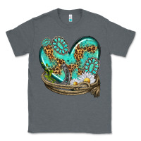 Charcoal Heather turquoise western heart with horseshoe Classic Tee - texasbilliewilder