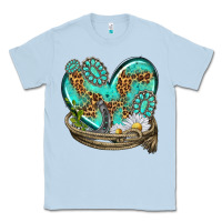 Dusty Blue turquoise western heart with horseshoe Classic Tee - texasbilliewilder