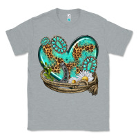 Heather Grey turquoise western heart with horseshoe Classic Tee - texasbilliewilder