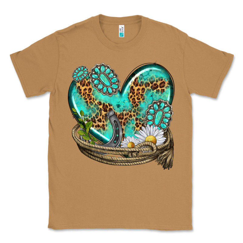 Turquoise Western Heart With Horseshoe Classic Tee by texasbilliewilder | Teevron