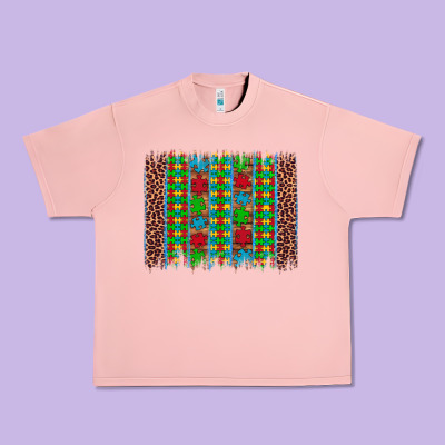 Autism Awareness Leopard Puzzle Brush Stroke Urban Heavy Tee Designed By Artiststas