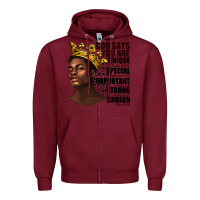 Burgundy afro man god says you are Zipper Hoodie - texasbilliewilder
