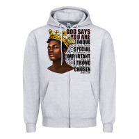 Heather Grey afro man god says you are Zipper Hoodie - texasbilliewilder
