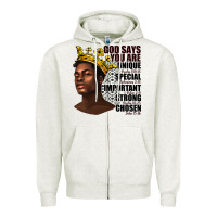 Oatmeal Heather afro man god says you are Zipper Hoodie - texasbilliewilder