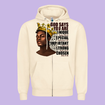 Afro Man God Says You Are Zipper Hoodie Designed By Texasbilliewilder