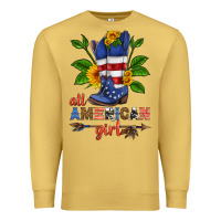 Antique Gold all american girl cowboy boot with sunflower Premium Sweatshirt - HRA Design Shop