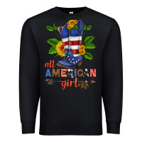 Black all american girl cowboy boot with sunflower Premium Sweatshirt - HRA Design Shop