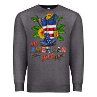 Charcoal Heather all american girl cowboy boot with sunflower Premium Sweatshirt - HRA Design Shop