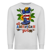 Dove Grey all american girl cowboy boot with sunflower Premium Sweatshirt - HRA Design Shop
