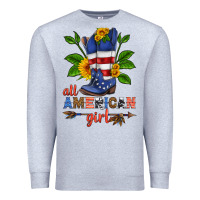 Heather Grey all american girl cowboy boot with sunflower Premium Sweatshirt - HRA Design Shop