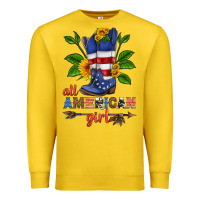 Lemon all american girl cowboy boot with sunflower Premium Sweatshirt - HRA Design Shop