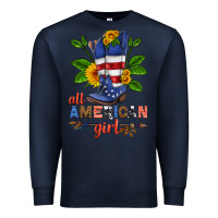 Navy all american girl cowboy boot with sunflower Premium Sweatshirt - HRA Design Shop