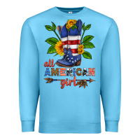 All American Girl Cowboy Boot With Sunflower Premium Sweatshirt | Teevron