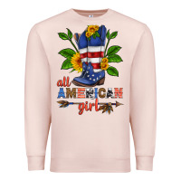 Pale Pink all american girl cowboy boot with sunflower Premium Sweatshirt - HRA Design Shop
