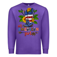 Purple all american girl cowboy boot with sunflower Premium Sweatshirt - HRA Design Shop