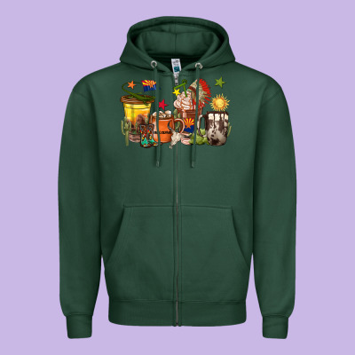 Arizona Coffee Cups Zipper Hoodie Designed By Texasbilliewilder