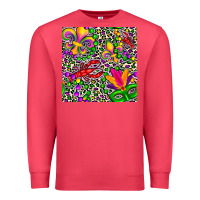 Cardinal mardi gras crawfish leopard  seamless pattern Premium Sweatshirt - FaDigitalArtStudio