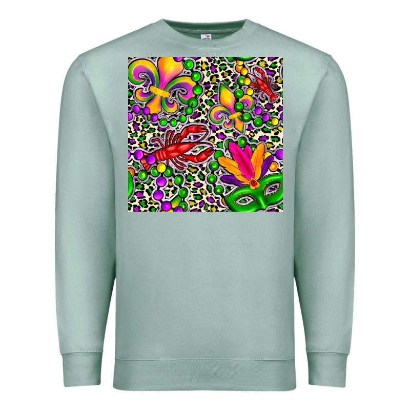 Mardi Gras Crawfish Leopard  Seamless Pattern Premium Sweatshirt by FaDigitalArtStudio | Teevron