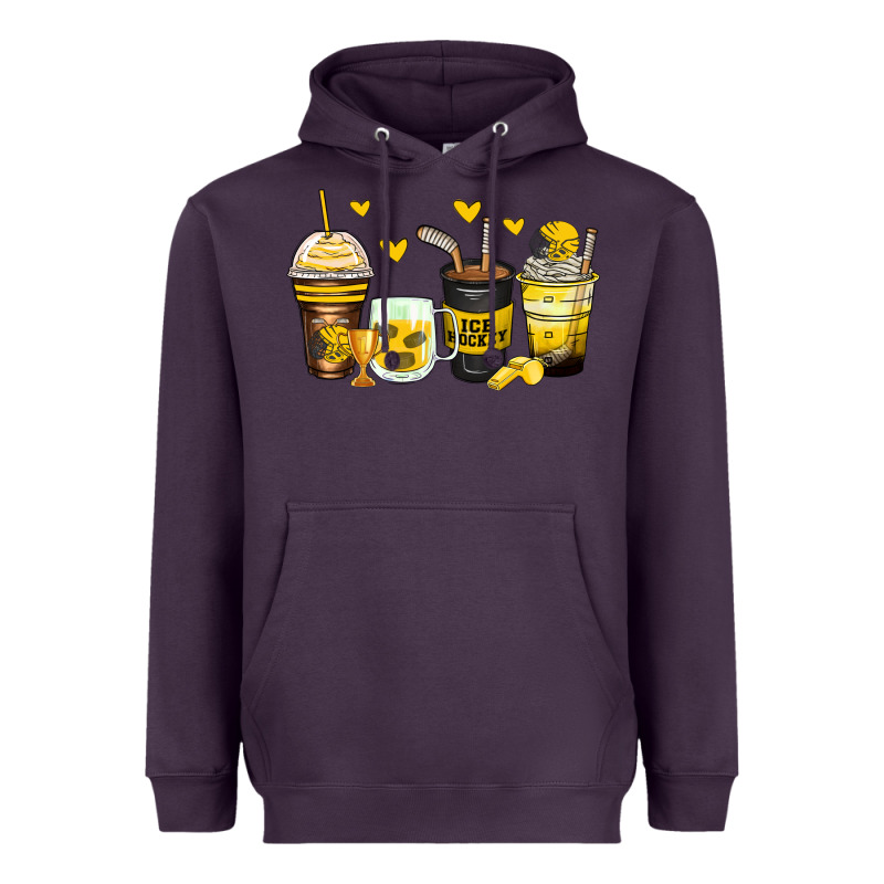 Ice Hockey Coffee Cups Heavyweight Hoodie by Zillion Design Studio | Teevron