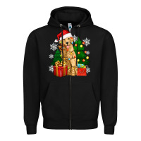 Black christmas golden dog Zipper Hoodie - Zillion Design Studio