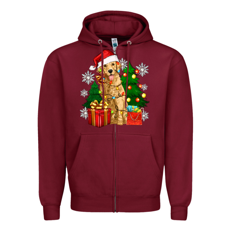 Christmas Golden Dog Zipper Hoodie by Zillion Design Studio | Teevron