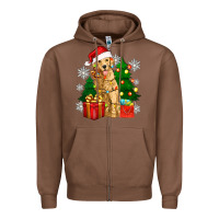 Chestnut christmas golden dog Zipper Hoodie - Zillion Design Studio