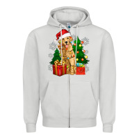 Dove Grey christmas golden dog Zipper Hoodie - Zillion Design Studio