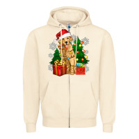 Sandshell christmas golden dog Zipper Hoodie - Zillion Design Studio