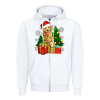 White christmas golden dog Zipper Hoodie - Zillion Design Studio