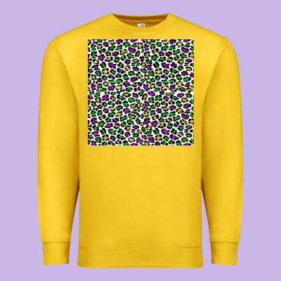 Mardi Gras Leopard  Seamless Pattern Premium Sweatshirt Designed By Fadigitalartstudio