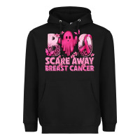 Black Boo Scare Away Breast Cancer Heavyweight Hoodie - texasbilliewilder