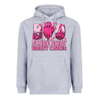 Heather Grey Boo Scare Away Breast Cancer Heavyweight Hoodie - texasbilliewilder