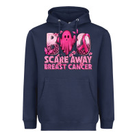 Navy Boo Scare Away Breast Cancer Heavyweight Hoodie - texasbilliewilder