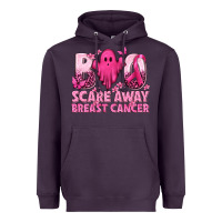 Plum Boo Scare Away Breast Cancer Heavyweight Hoodie - texasbilliewilder