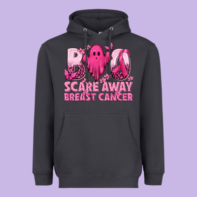 Boo Scare Away Breast Cancer Heavyweight Hoodie Designed By Texasbilliewilder