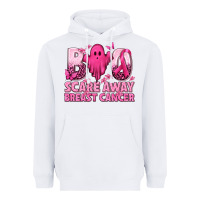 White Boo Scare Away Breast Cancer Heavyweight Hoodie - texasbilliewilder