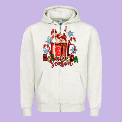 Hot Cocoa  Season Zipper Hoodie Designed By Zillion Design Studio