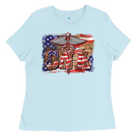 Patriotic Nurse Certified Nurse  Assistant Medilcal Symbol  Background Ladies Tee | Teevron