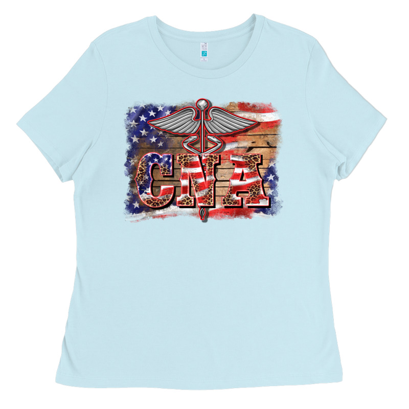 Patriotic Nurse Certified Nurse  Assistant Medilcal Symbol  Background Ladies Tee by BarkalooDesign | Teevron
