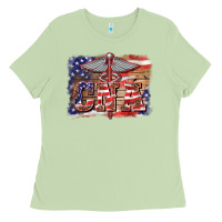 Matcha patriotic nurse certified nurse  assistant medilcal symbol  background Ladies Tee - BarkalooDesign