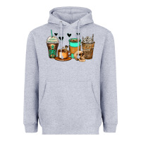 Heather Grey skeleton coffee cups Heavyweight Hoodie - Zillion Design Studio