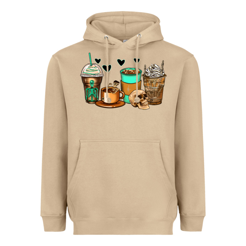 Skeleton Coffee Cups Heavyweight Hoodie by Zillion Design Studio | Teevron