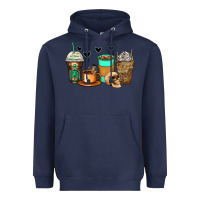Navy skeleton coffee cups Heavyweight Hoodie - Zillion Design Studio