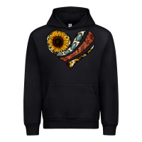 Black western sunflower cowhide  heart Urban Hoodie - Jasminsmagicworld