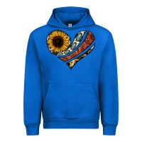 Cobalt western sunflower cowhide  heart Urban Hoodie - Jasminsmagicworld