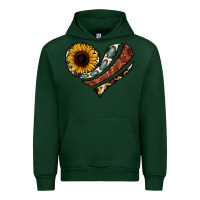 Forest Green western sunflower cowhide  heart Urban Hoodie - Jasminsmagicworld