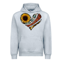 Heather Grey western sunflower cowhide  heart Urban Hoodie - Jasminsmagicworld