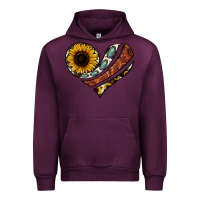 Mauve Wine western sunflower cowhide  heart Urban Hoodie - Jasminsmagicworld