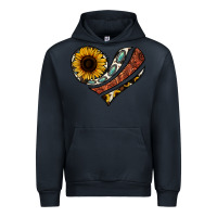 Navy western sunflower cowhide  heart Urban Hoodie - Jasminsmagicworld